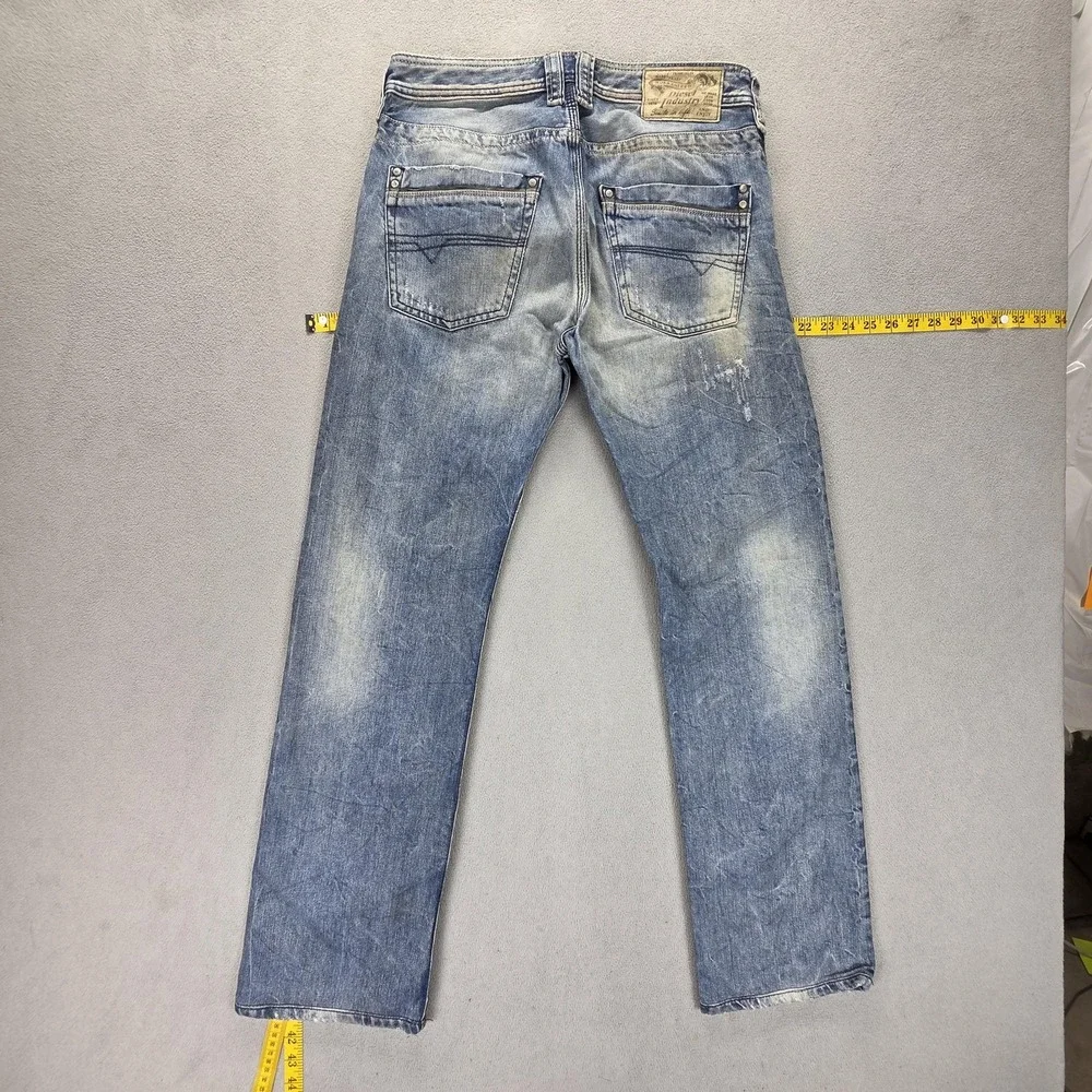 Diesel Jeans Mens 30x32 Blue Timmen Regular Straight Distressed Button Fly 0884C